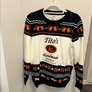 Ugly Christmas sweater Handmade Vodka Men's Sweater - Black, White, Orange